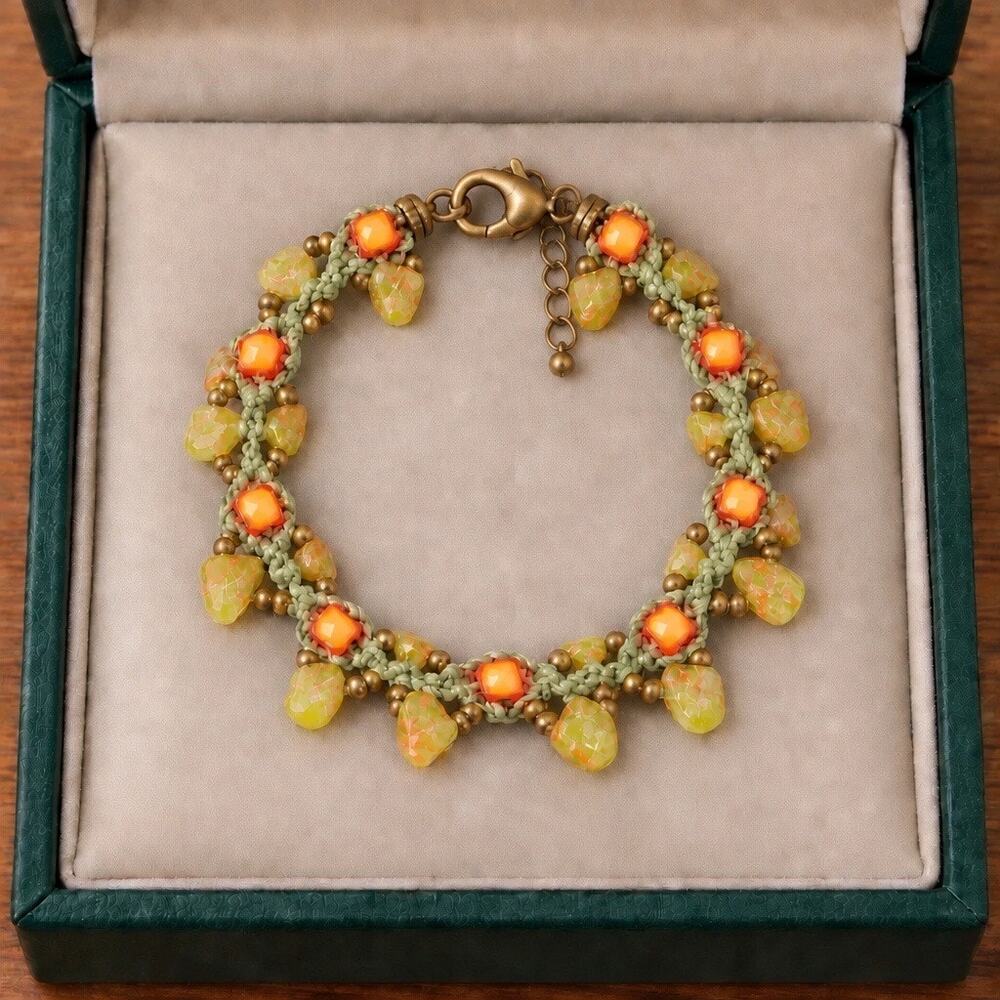 Handcrafted Boho Unikite & Glass Beaded Bracelet